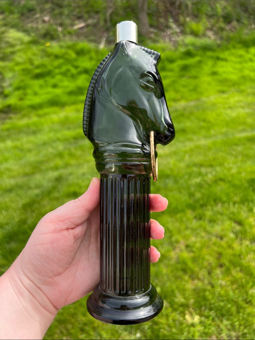 Vintage Decorative Glass Bottle Italian Modernist Style Horse Art Glass